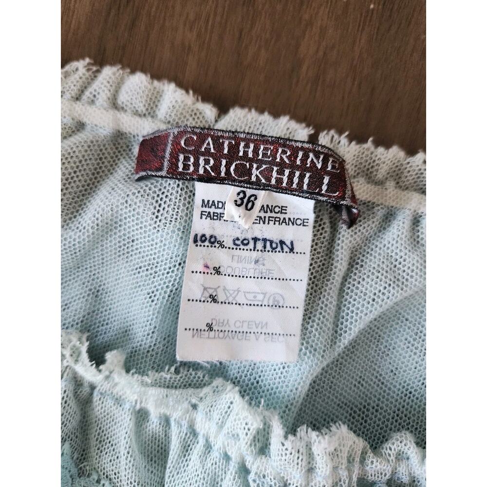 Catherine Brickhill Cotton Mesh Tulle Lace Strapless Sheer Top Light Mint S - Picture 4 of 6